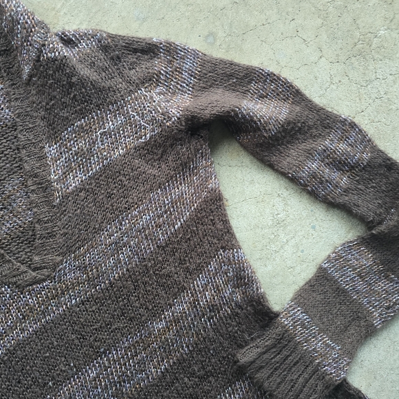 Vintage Y2k Unionbay Striped Knit Grunge Skate Emo Pullover Hood Sweater L - Picture 5 of 5